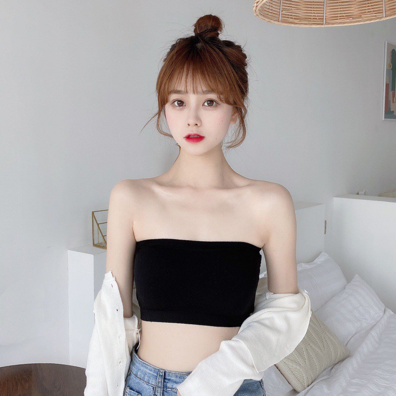 Blackpink Bra Kemben Seamless Tanpa Tali Anti Slip Pakaian Dalam BH Wanita 1172