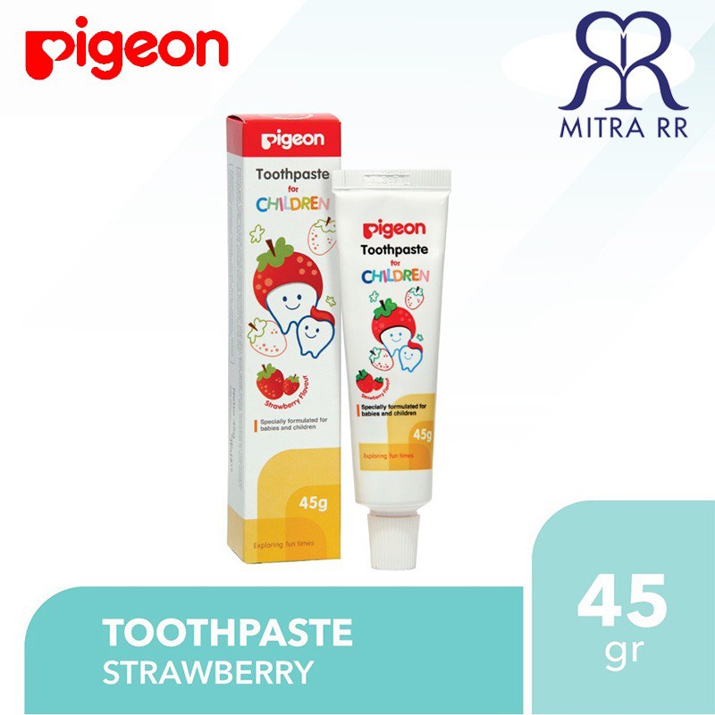 PIGEON Toothpaste Odol Pasta Gigi Bayi Anak Fluoride Free 45gr Orange Strawberry Tooth paste