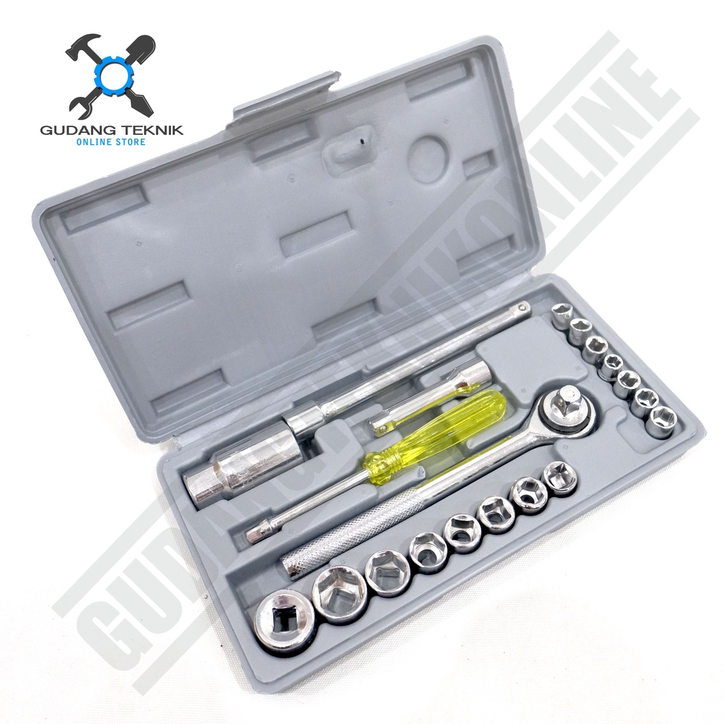 Kunci Shock 1/2" Segi 6 SET 21pcs 4-19mm BIG TOP 1740-021 / Socket Sock Sok Wrench Set HASSTON BIG TOP