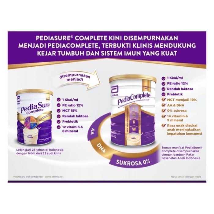 tahun-1-di-atas-bayi-susu- pediasure complete 850 gr rasa vanila (bukan triplesure) -susu-bayi-di-