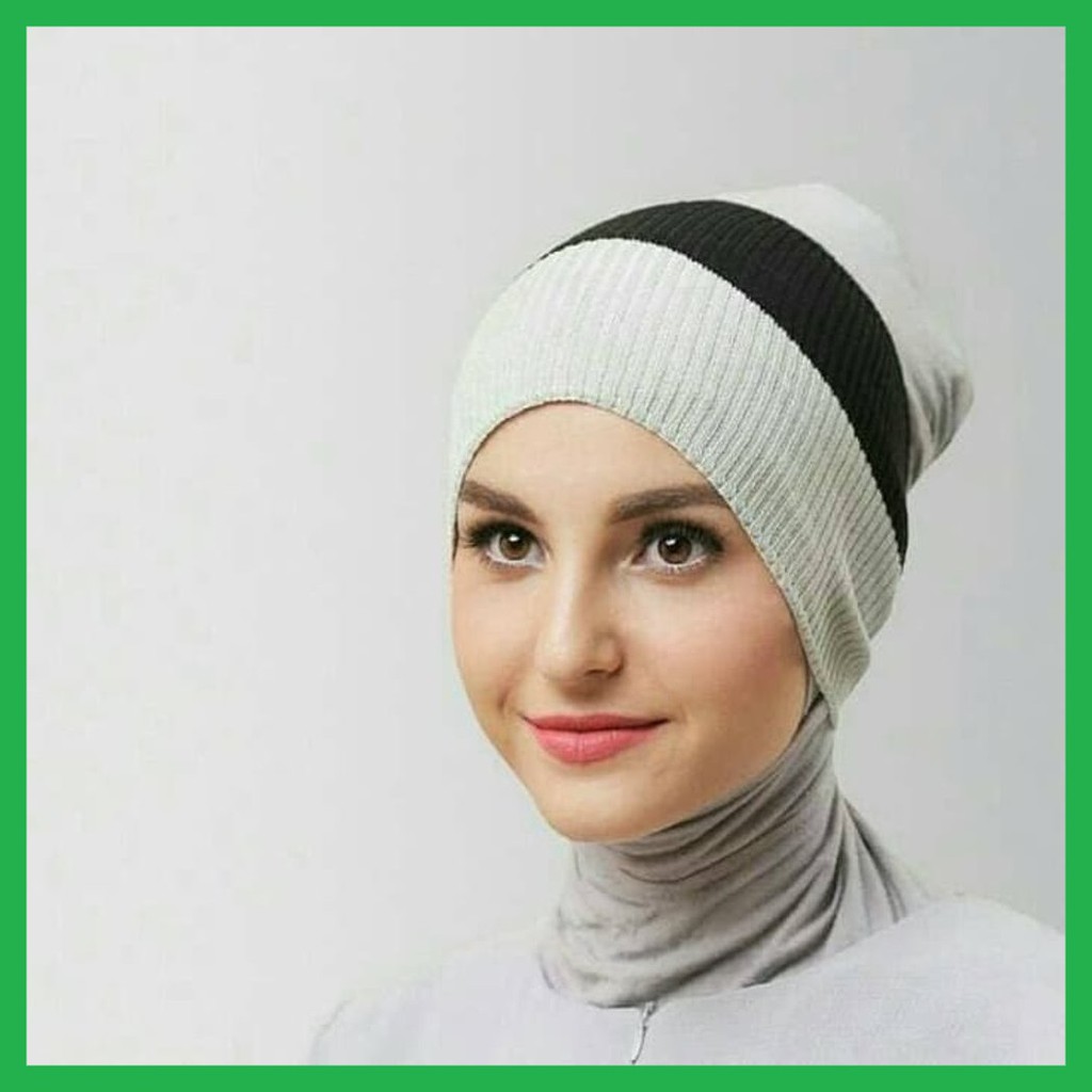 Bandana Rajut Dua Warna / Inner Rajut Polos Two Tone/ Daleman Hijab Rajut Anti Pusing 2 Warna Anpus