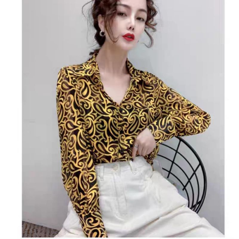 MDLV ~ 8595# Anaclara Printed Shirt Kemeja Wanita Fashion import