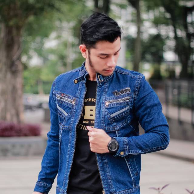 BAYAR DI RUMAH - Jaket Jeans pria original THE BERRY /Jaket pria TERLARIS/JAKET JEANS SLETING BERRY
