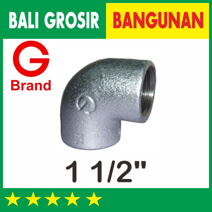 1 1/2" ELBOW L KNEE KENI DRAT DALAM PIPA GALVANIS GALUNGGUNG BRAND