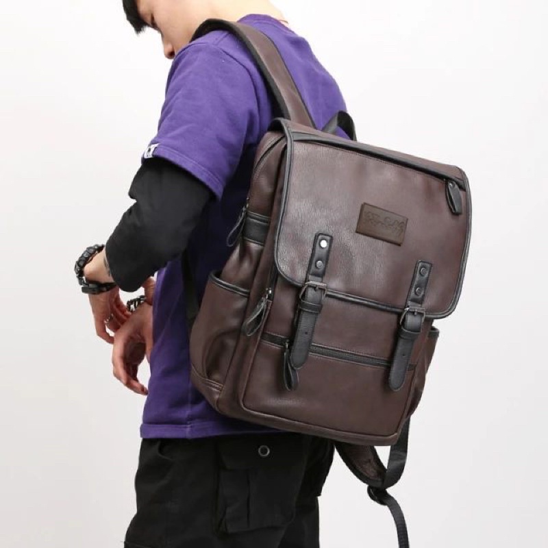 Gh-bag Tas Ransel Kulit Tas Punggung Tas Ransel Laptop Tas Kerja Bacpak kulit Up To 15inch