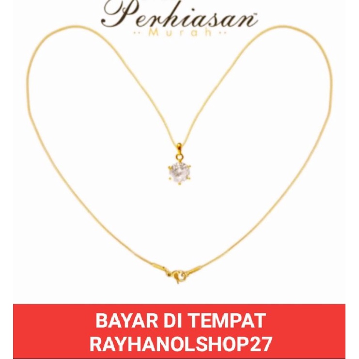 Perhiasan wanita dewasa,Kalung belut titanium liontin mata satu lapis emas gold 22k anti karat anti alergi