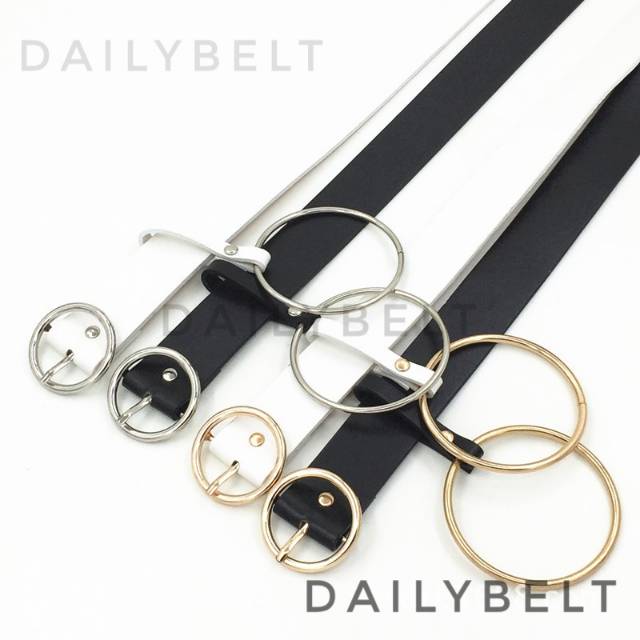 DAILYBELT - sabuk Ikat pinggang Wanita Kulit Pu dengan gesper Ring besar 2 / belt wanita