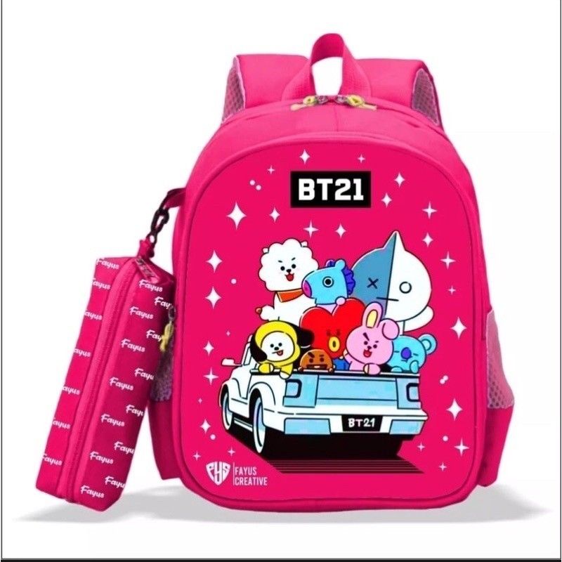 Tas Ransel Anak BT21 // Tas Ransel Anak perempuan Free Pouch