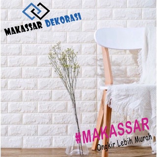 WALLPAPER FOAM / WALPAPER STIKER DINDING TEBAL MOTIF BATA 3D PUTIH UKURAN 70 x 77 cm 70 x 38 cm Makassar