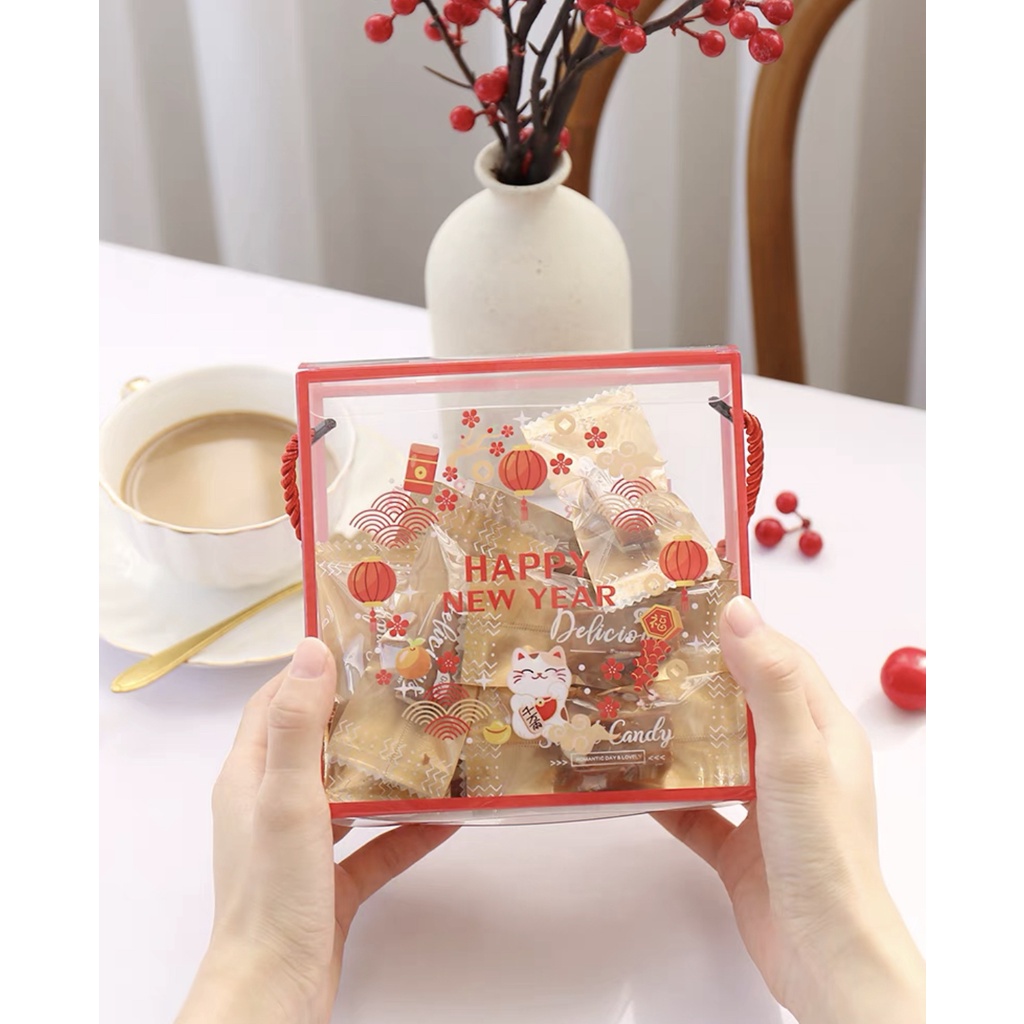 1pc Kotak Kue Mika Bahan PVC PET goodie bag man yue souvenir hampers CNY