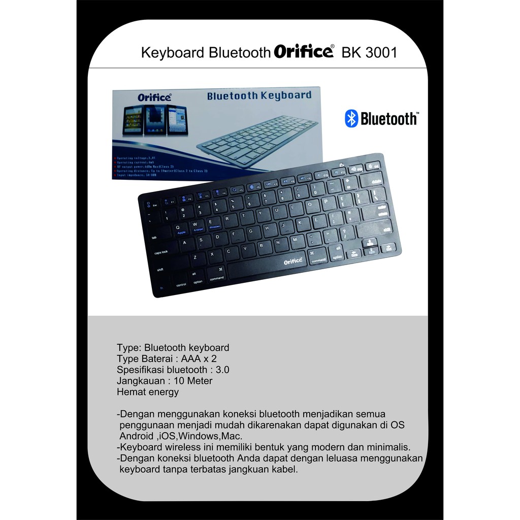 Keyboard bluetooth multimedia BK 3001