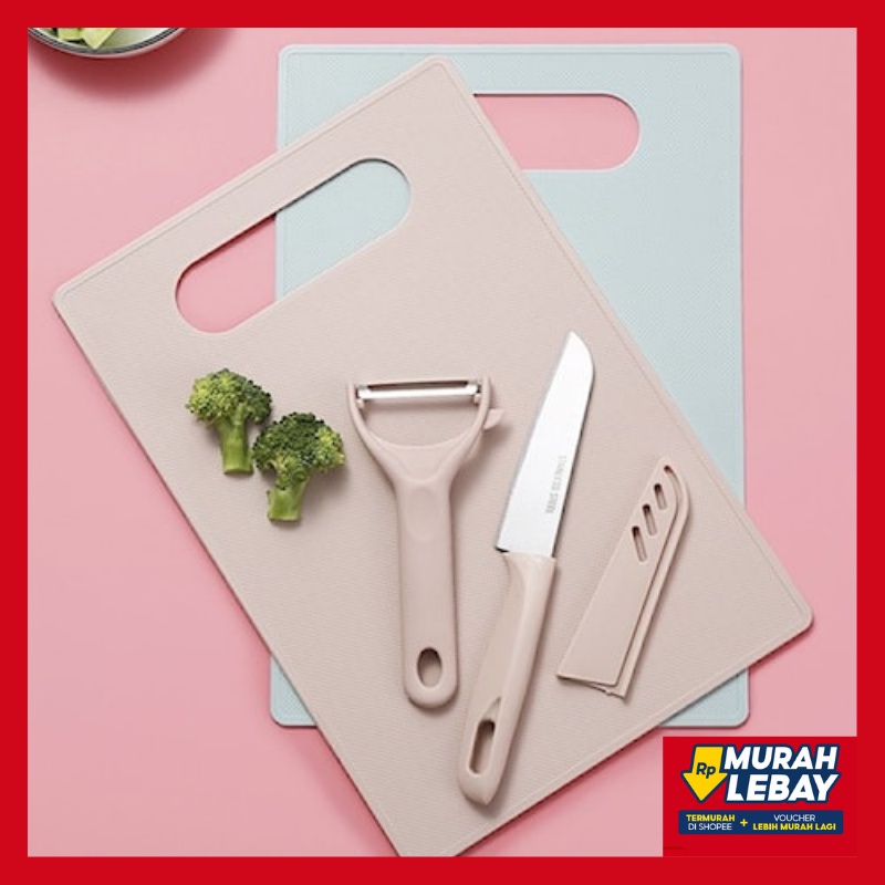 [COD]  Set Talenan Pisau Peeler Set 3 in 1 Alat Memasak Talenan Pisau Peeler