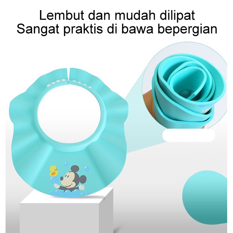 Adjustable Baby Shower Hat disney Shampoo Caps EVA topi keramas bayi ORI