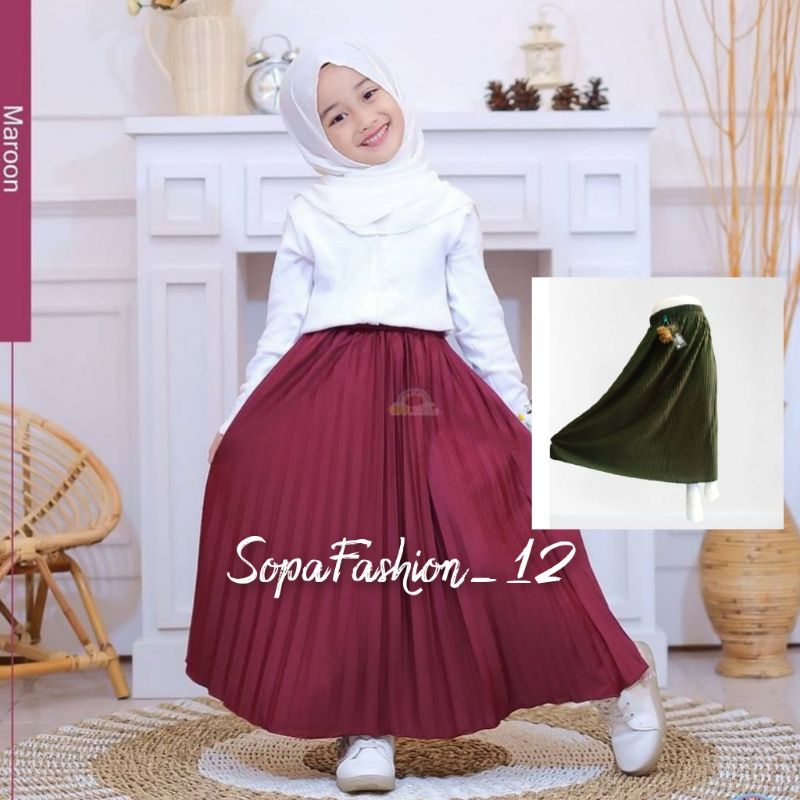 ROK PLISKET POMPONG ANAK-ANAK/ROK PLISKET ANAK USIA 6-13 TAHUN/ROK KLOK ANAK-ANAK /ROKNYA ANAK ANAK 