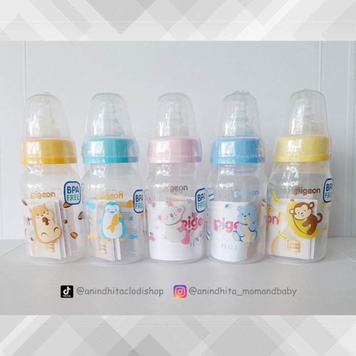 PIGEON Botol Susu 50ml / 120ml / 240ml PP RP with Peristaltic Nipple Baby Nursing Bottle BPA Free Botol Dot Bayi