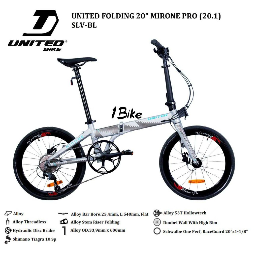 Sepeda Lipat United MIRONE PRO 10 Speed Hidrolik 20 Inch