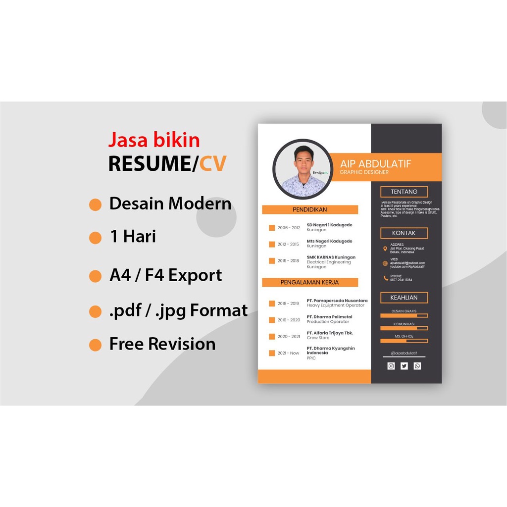 Jasa Desain CV Template modern murah cepat
