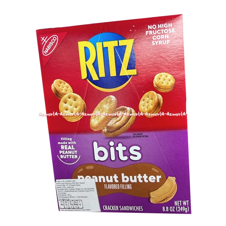 Ritz Bits 249gr Peanut Butter Flavoured Filling Cracker Sandwiches Biskuit Kacang Rits Corn Syrup Rizt Nut Biscuit