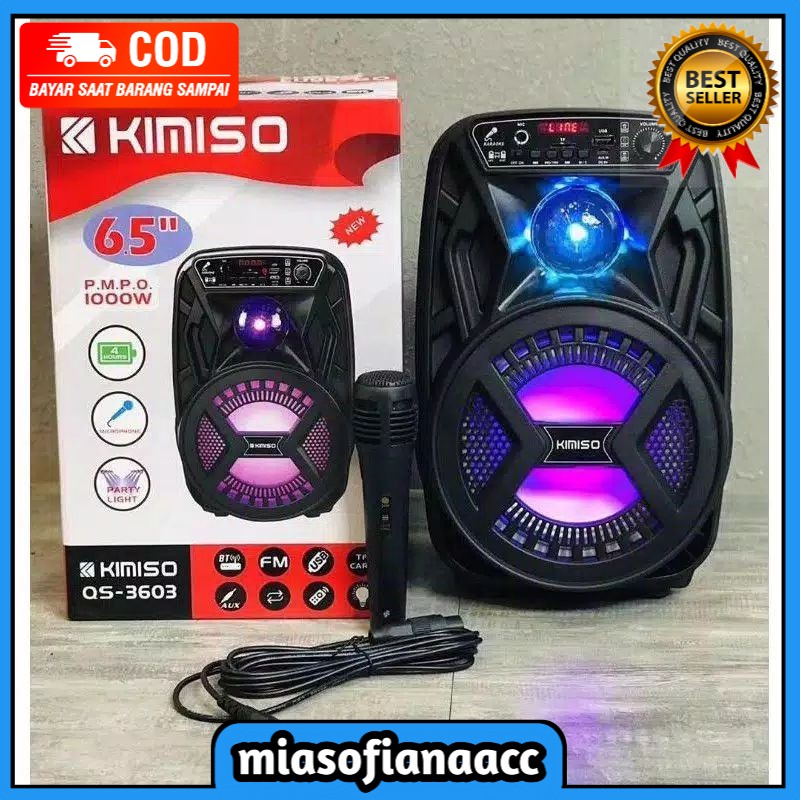 (COD) SPEAKER BLUETOOTH KIMISO QS-3603 SERIES 6.5 Inchi Free Mic Karaoke FM Radio USB Memory Card