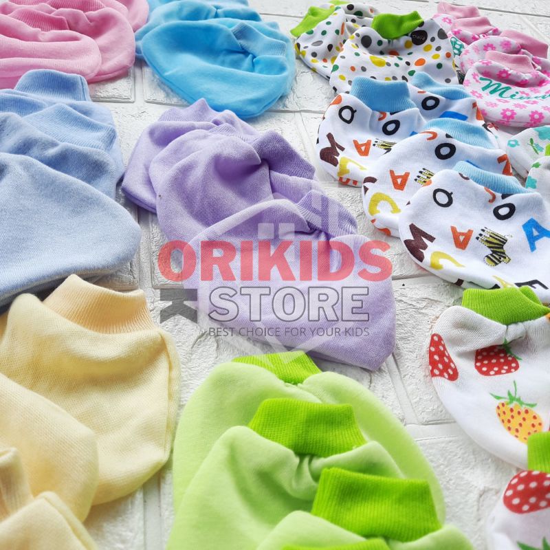 Sarung Tangan Kaki Bayi Baru Lahir 3 Pasang Bahan Kaos motif karakter murah