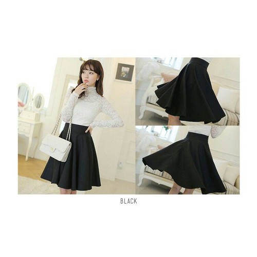 SUPER MURAH - ROK PAYUNG HITAM,ROK PENDEK, FLARE SKIRT