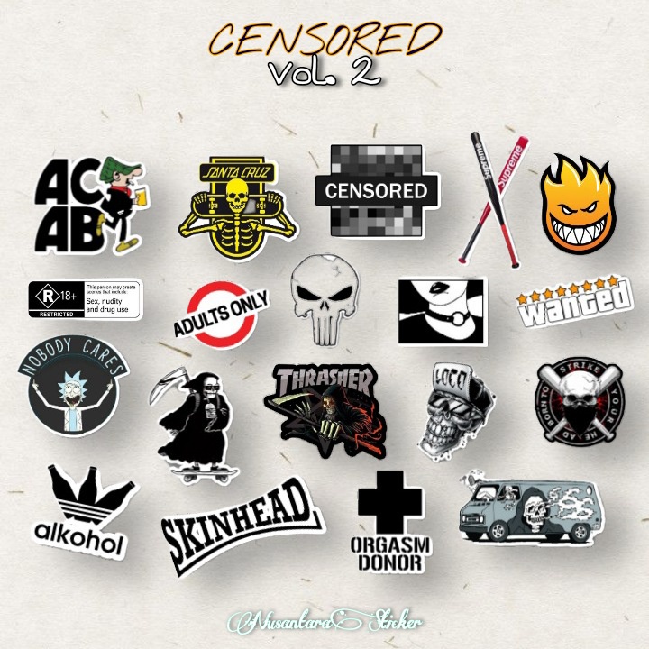 

STICKER CASE HANDPHONE TUMBLR LAPTOP STIKER VINYL PREMIUM STIKER AESTHETIC CENSORED VOL 2 PACKAGE