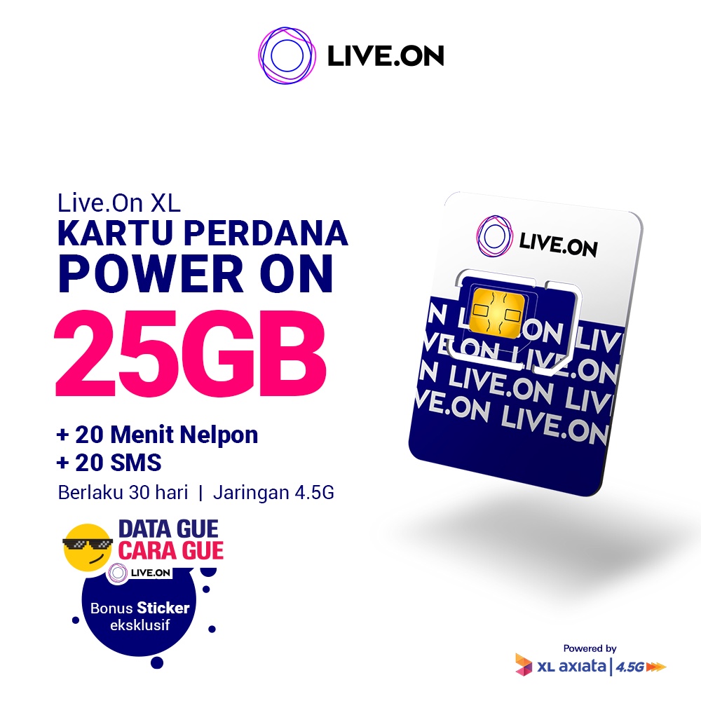 Kartu Perdana Live.On 25GB + GRATIS Sticker E