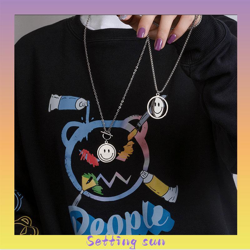 Fashionable Simple Smile Pendant Hip Hop Pria dan Wanita Kalung TN