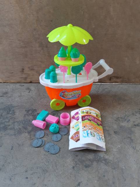 Mainan Gerobak Ice Cream Mini Edukasi - Set Candy Trolly Anak Edukatif