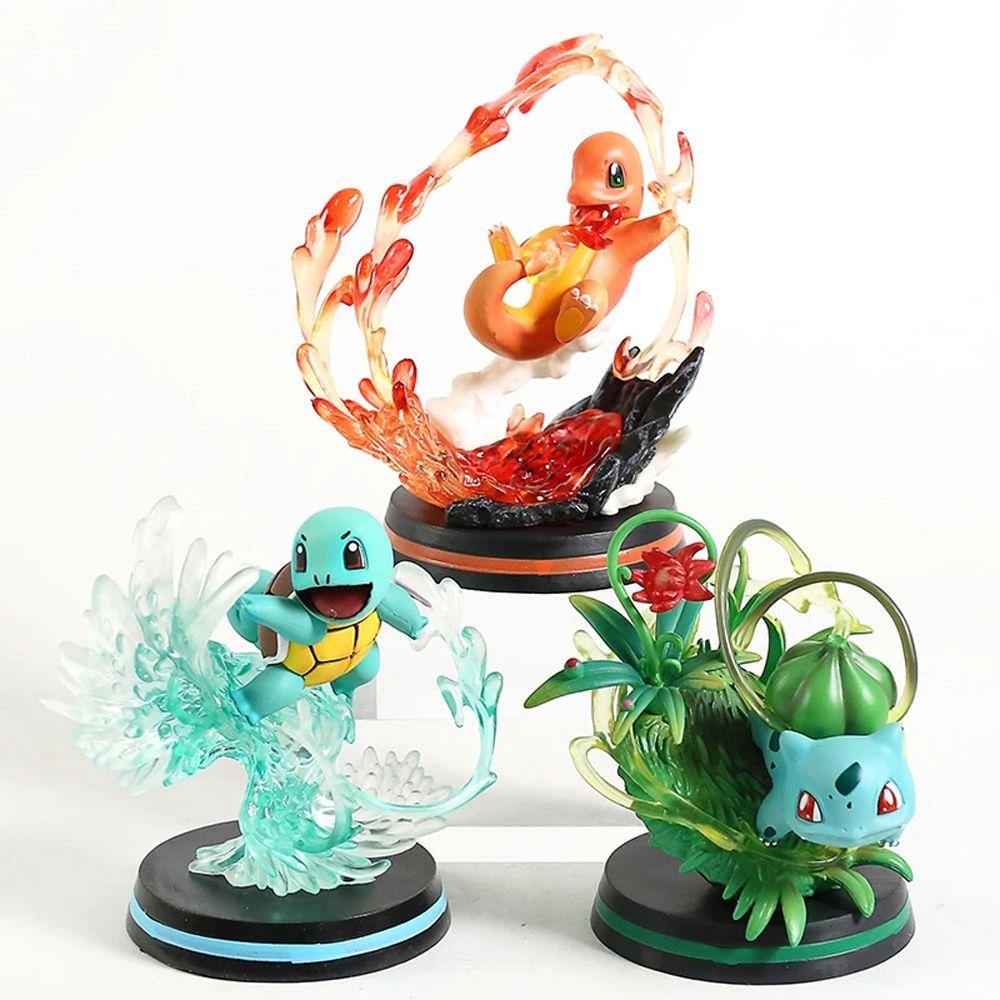 QUINTON Gambar Pokemon Desktop Ornamen Koleksi Model Blastoise Mewtwo Model Mainan Bulbasaur