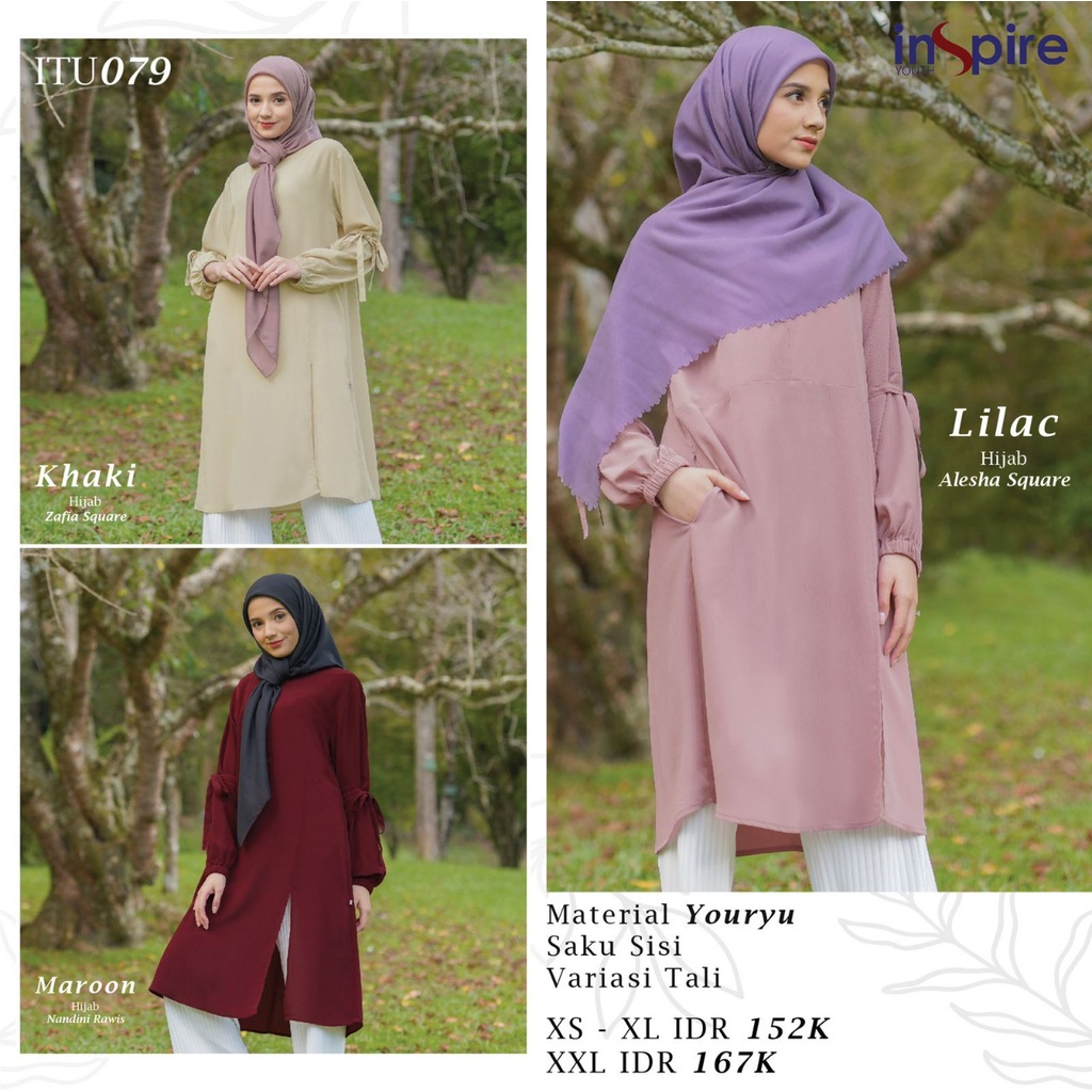 Inspire Tunik ITU 79 Bahan Youryu Atasan Muslimah Polos Simple Terbaru