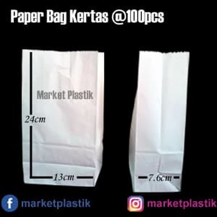 

Paper Bag Putih/Kantong Makanan/Kertas Roti/Kantong Kertas Isi 100