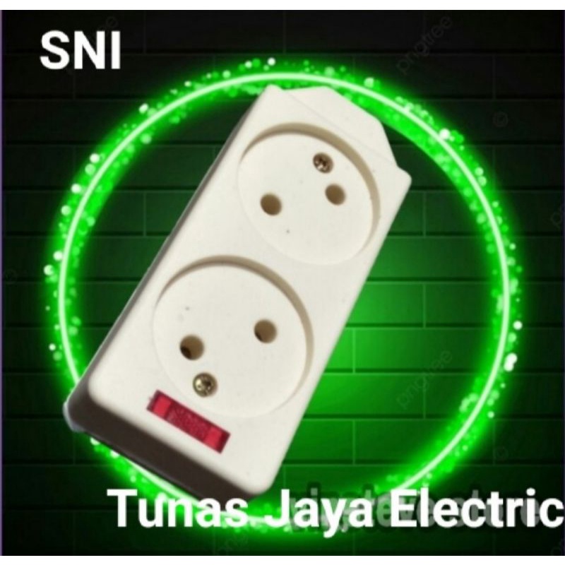 Stop kontak Gepeng 2Lb + Lampu Terminal Kuningan SNI - ISO9001