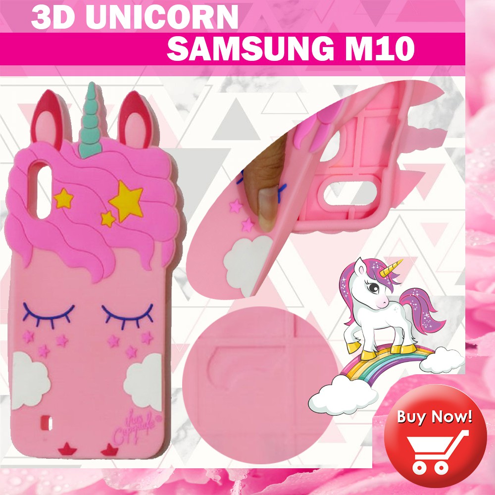 3D Cartoon Unicorn Case Samsung Galaxy M10 Softcase 4D Samsung M10 Silikon 3D Unicorn / Silikon