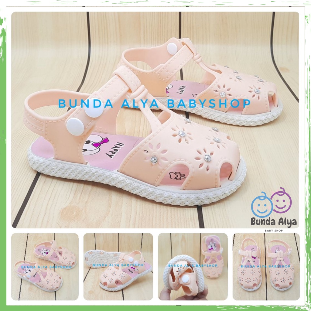 Sendal Anak Perempuan IMPORT Usia 9 Bulan Sampai 3 Tahun PEACH Model Lucu Sepatu Sandal Anak Cewek Karet Elastis Anti Licin Kekinian Nyaman Dipakai Size 16 Sampai 24 Sandal Balita Sendal Anak Import