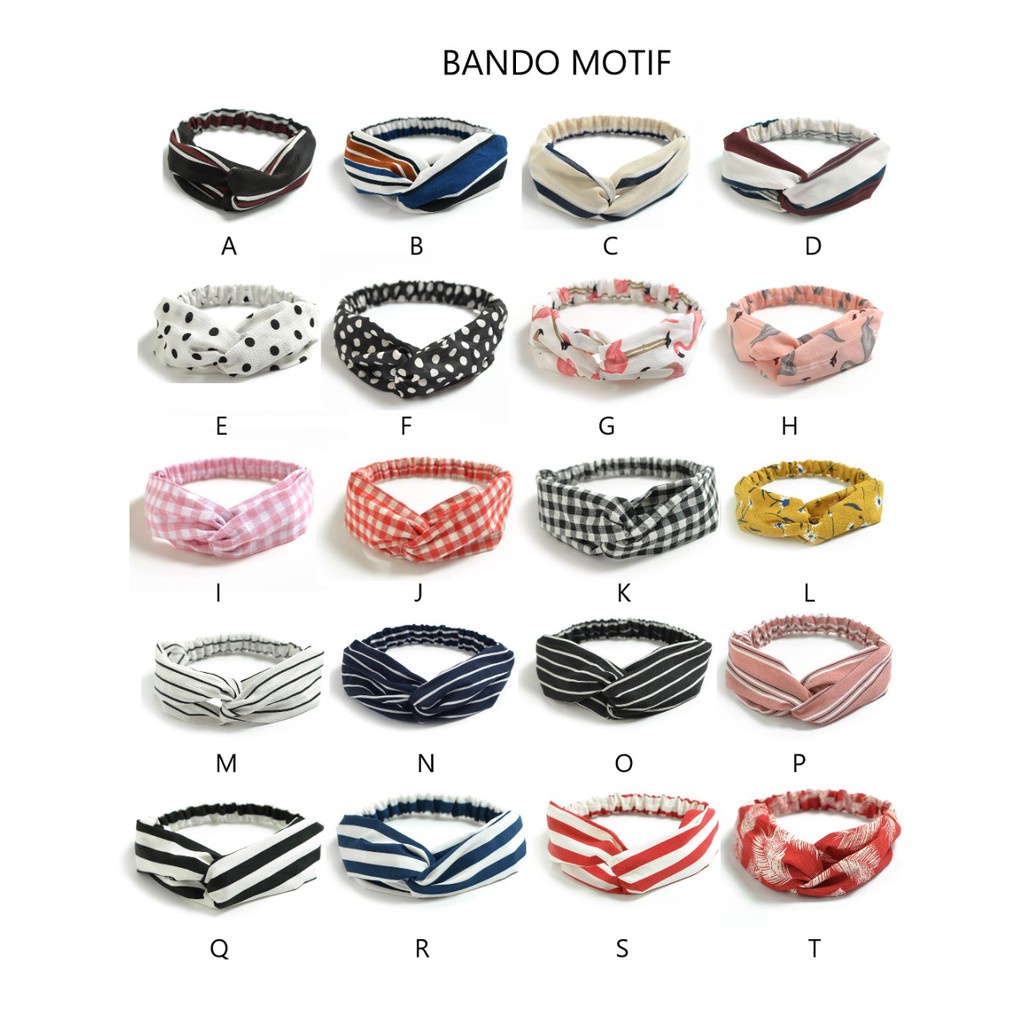 MARKAS Bando Motif Wanita Korea Headband Bandana Simpul Cewek Fashion