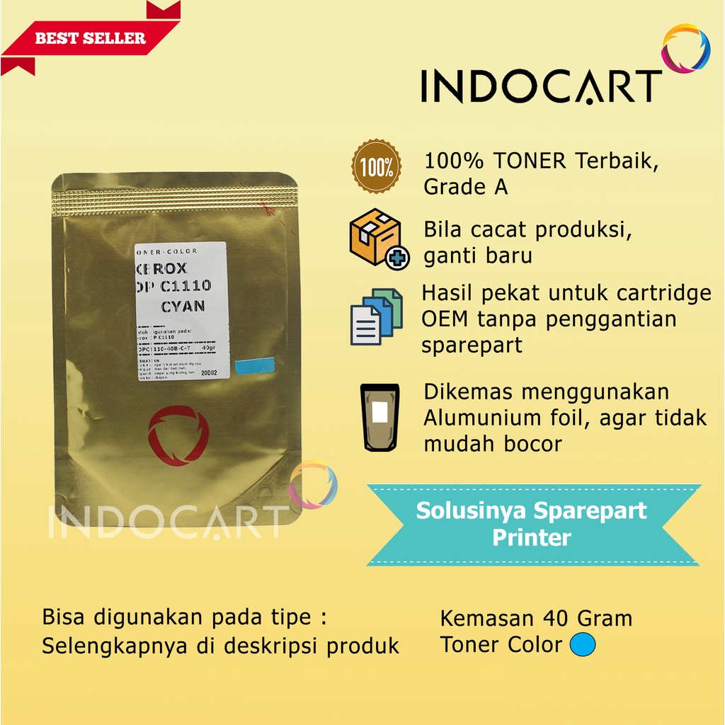 Serbuk Toner Warna Jepang-Xerox DocuPrint C1110 C1190 C2120 CP305-40gr