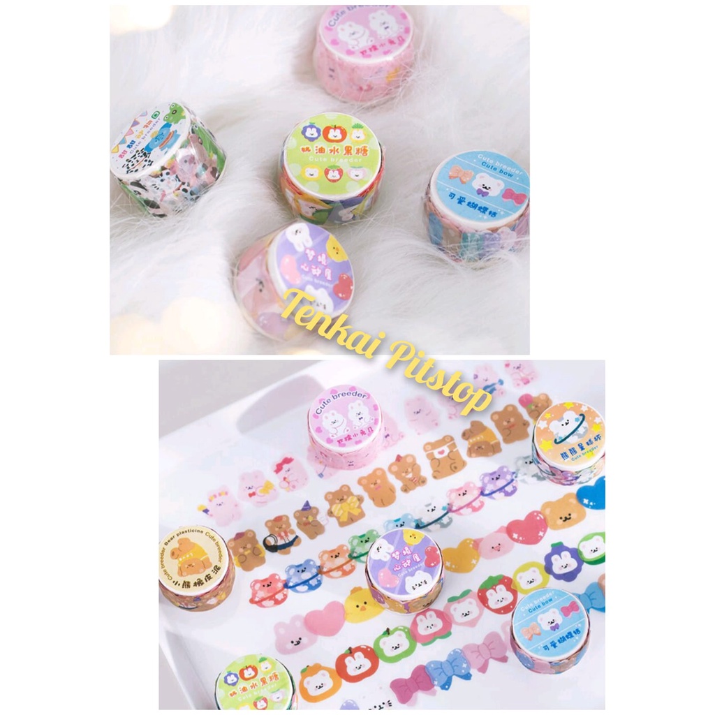 Washi Tape 1 ROLL isi 100 pcs Cute lucu