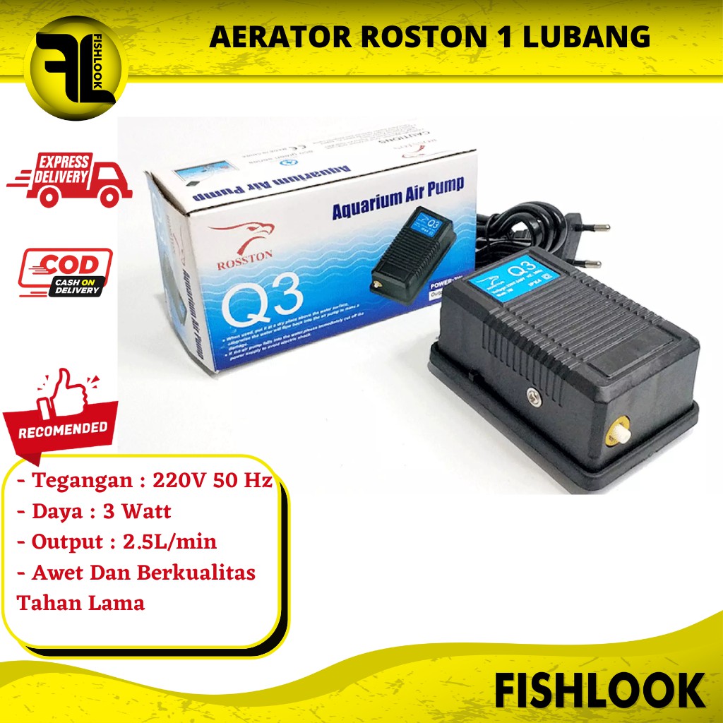 ROSSTON Q3 MESIN AERATOR POMPA ANGIN GELEMBUNG UDARA AQUARIUM ROSTON