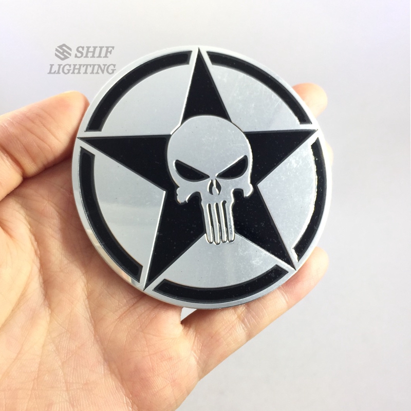 1Pc Stiker Emblem / Badge Motif Logo Punisher Bahan Aluminium untuk Mobil / Truk