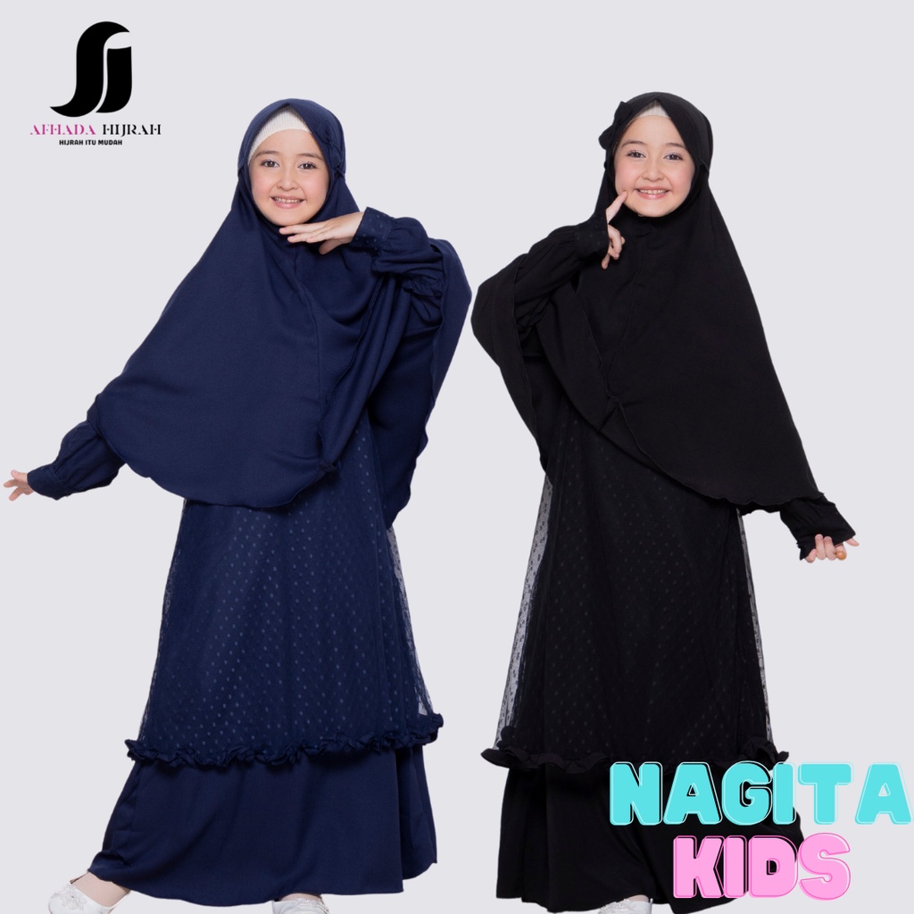 Gamis syari anak set cadar nagita kids terbaru baju dan hijab instan syari free niqab