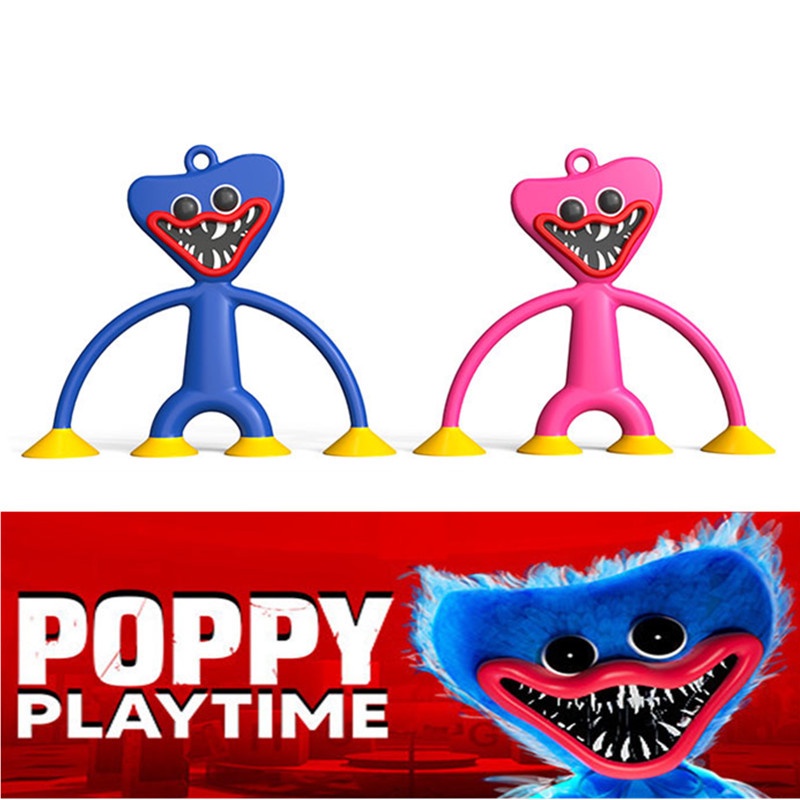 Mainan Gantungan Kunci Poppy Huggy Wuggy Horor Bahan Silikon Warna Biru Pink Untuk Hadiah Natal