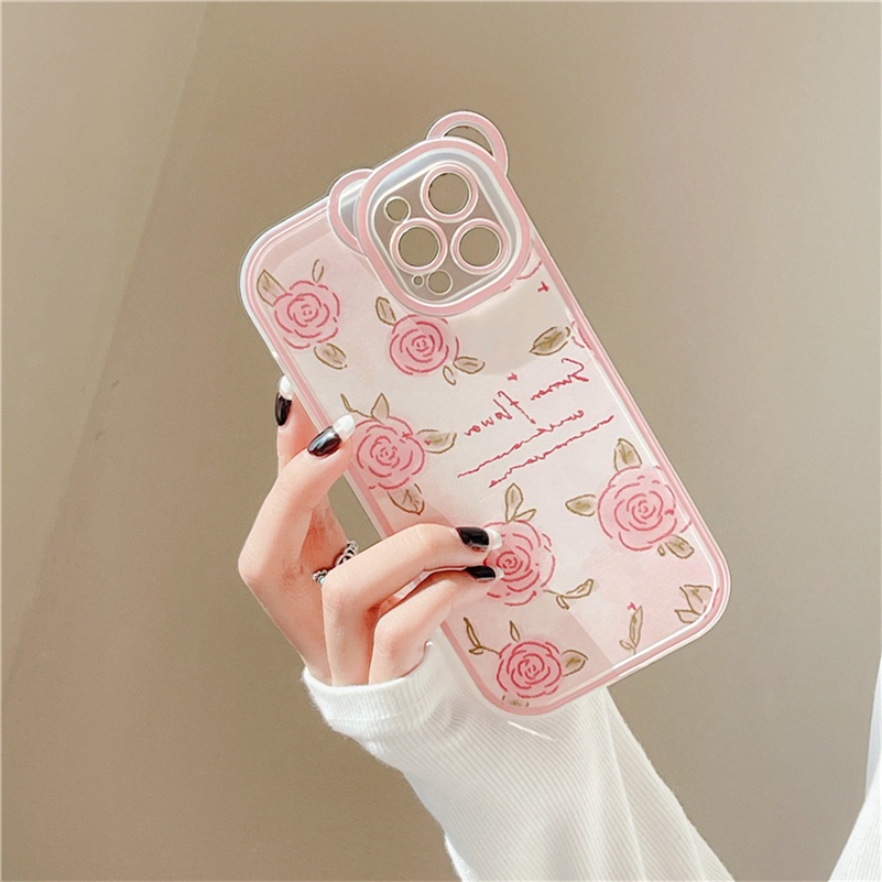 Soft Case Silikon TPU Transparan Motif Bunga Mawar Untuk iPhone 13 12 11 Pro Max X Xr Xs Max SE 2020 8 7 6 6s Plus