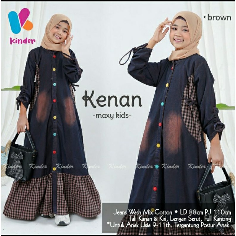 Baju Muslim Anak Perempuan Gamis Anak Tanggung Bahan Jeans Wash Premium Standar Usia 9 10 11 12 tahu