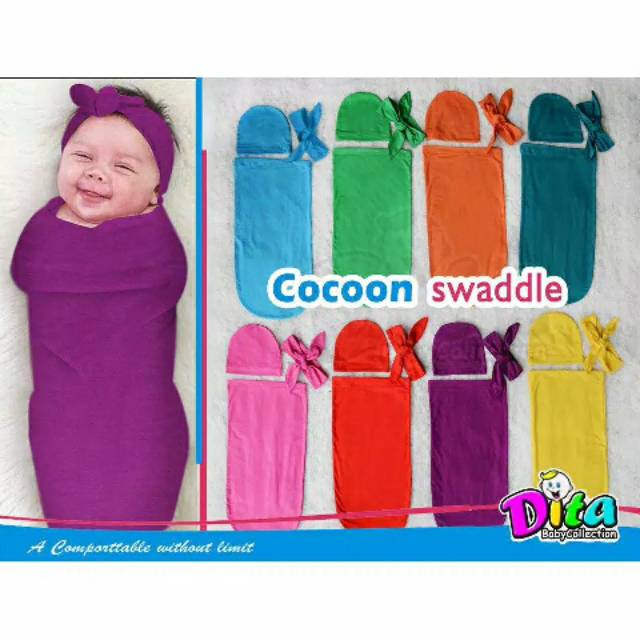 SNI Bedong Instan Cocoon Dita Moons care Polos Swaddle , Bedong Cocoon Dita Polos