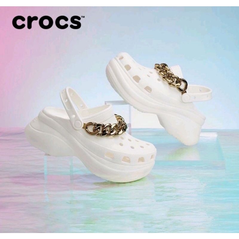 Crocs classic bae clog chain embellisshed platform / Crocs Bae Clog platform rante / Sandal wanita Crocs classic bae rante