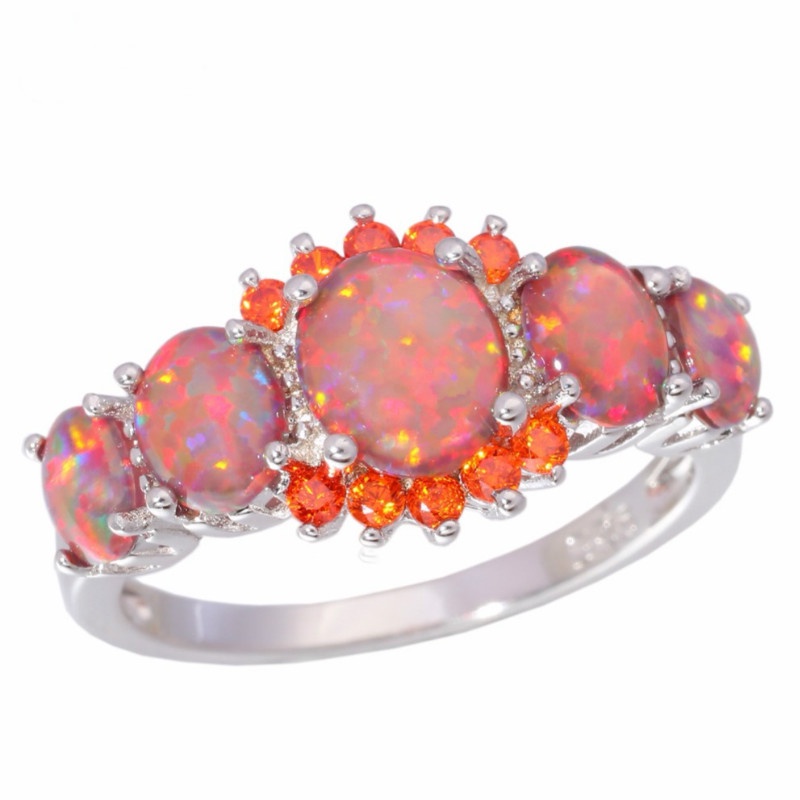 European and American new ladies' ring, artificial opal opal copper plated alloy ring