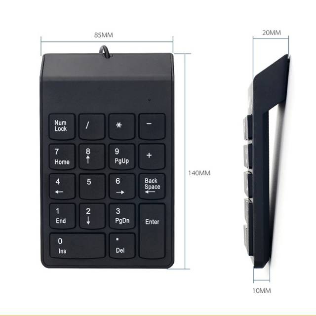 Grab Medan Numeric Keypad Numpad /Numeric Keyboard with LED Backlight USB ANENG K24 - Black