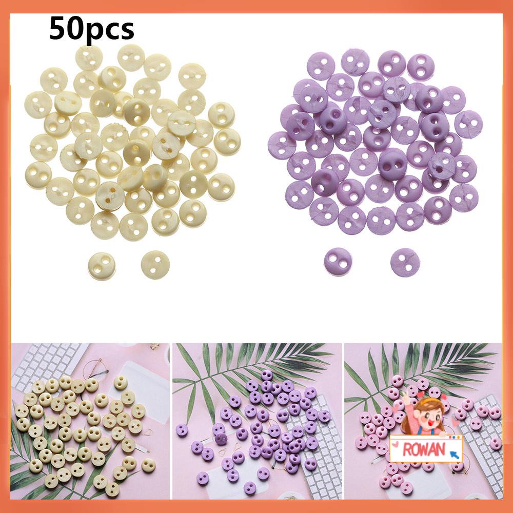 Rowan 50Pcs Kancing Mini Warna Permen Ukuran 4mm untuk Aksesoris Craft Boneka