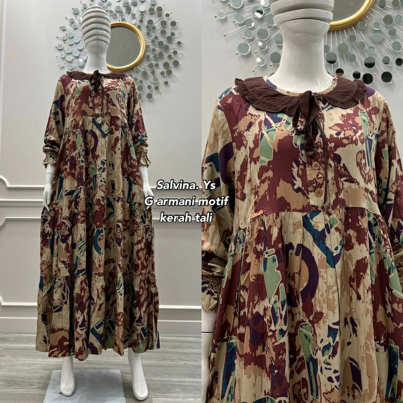 Baju Gamis Salvina  Kerah Tali Motif 002